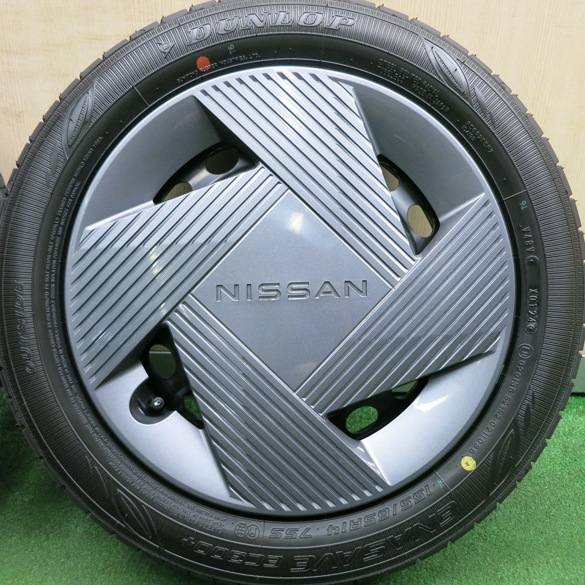 *送料無料* 新車外し！24年★日産 ルークス 純正 スチール 155/65R14 ダンロップ エナセーブ EC300+ 14インチ  PCD100/4H★4042101HAノ