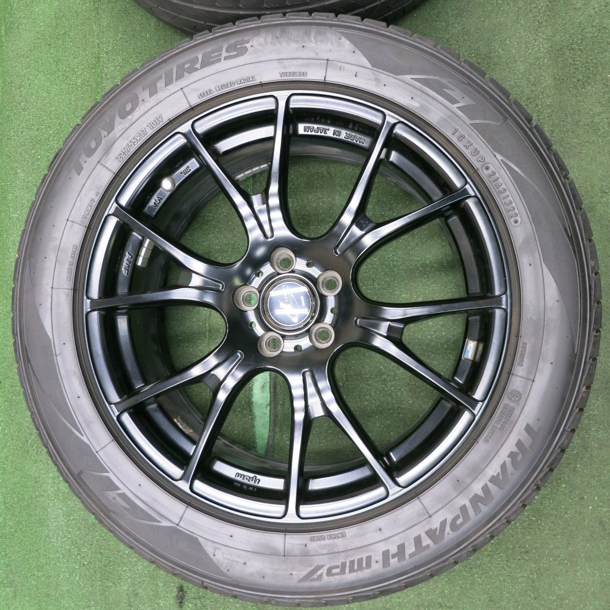 *送料無料* バリ溝！22年！キレイ！9.5分★XV 等 LEONIS AMF 225/55R17 トーヨー トランパス MP7 レオニス 17インチ PCD100/5H★4042606NJノ