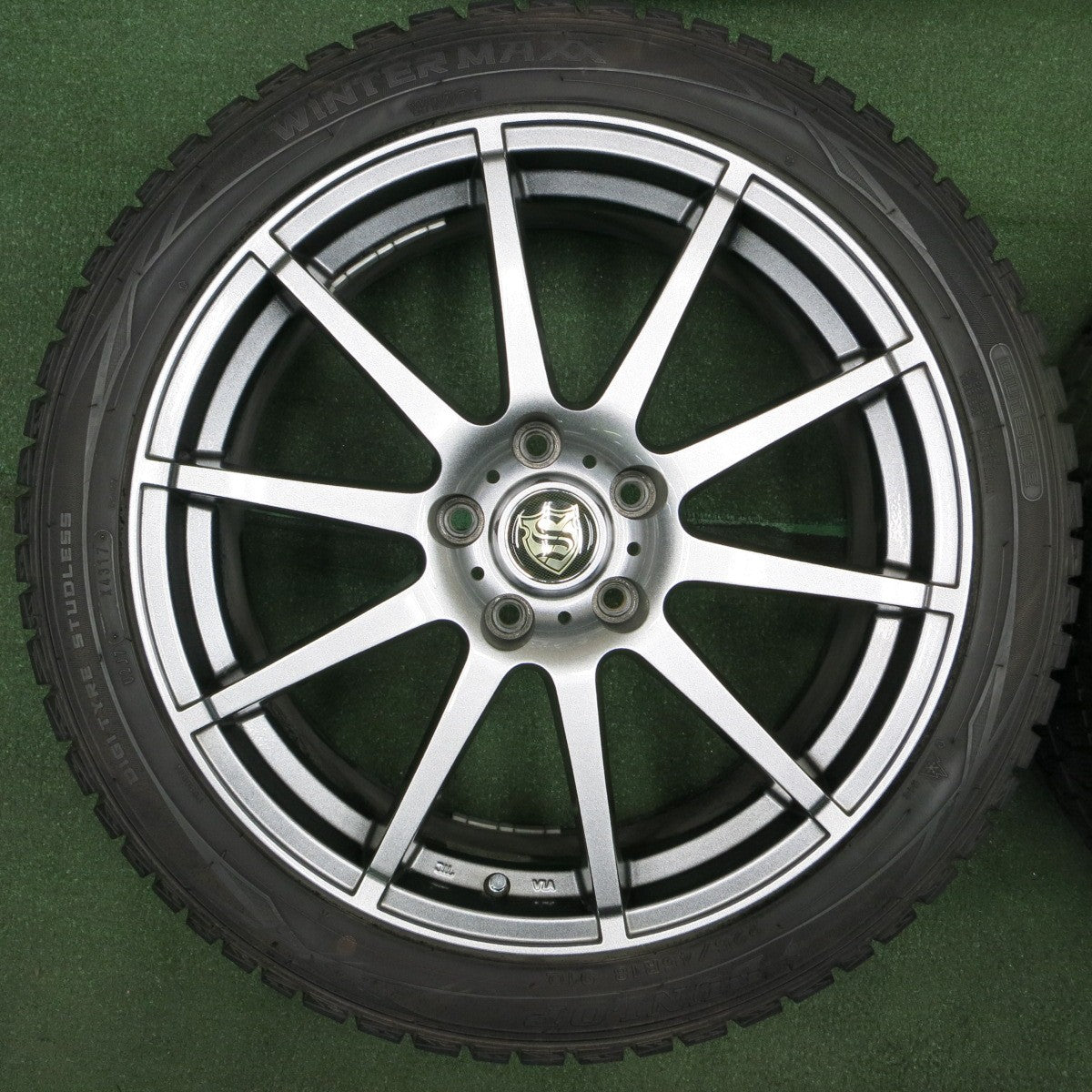 *送料無料* バリ溝！キレイ！9分★スタッドレス 225/45R18 ダンロップ ウインターマックス WM01 社外 アルミ 18インチ PCD114.3/5H★4040907TNス