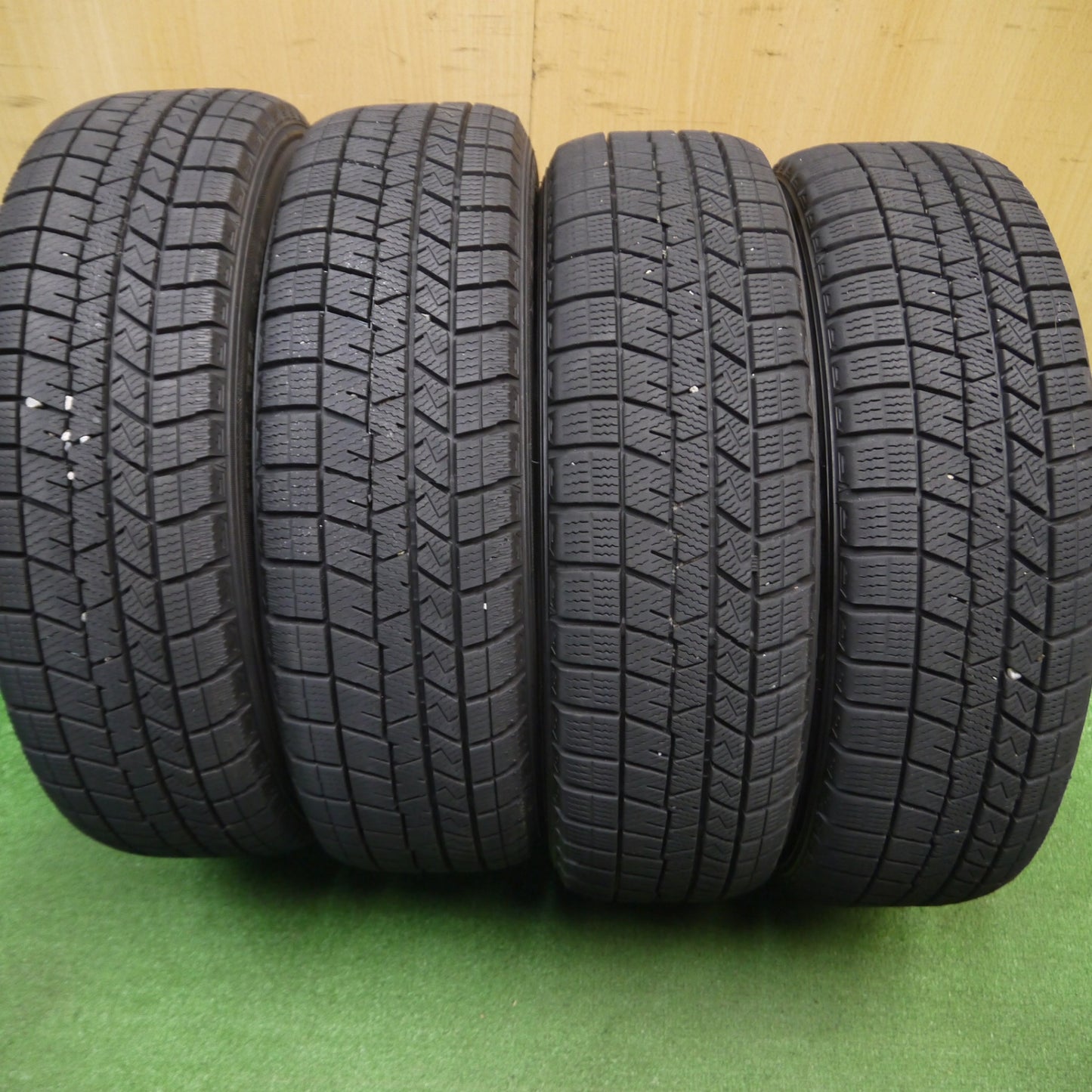 [送料無料] バリ溝！23年！キレイ！9.5分★スタッドレス 155/65R14 ダンロップ ウインターマックス03 Lanx 社外 アルミ 14インチ PCD100/4H★5010706Hス