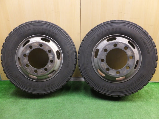 バリ溝！9分★トラック タイヤ 245/70R19.5 136/134J スタッドレス ブリヂストン W910 鉄 ホイール 147-12ESP★1121705ヤス