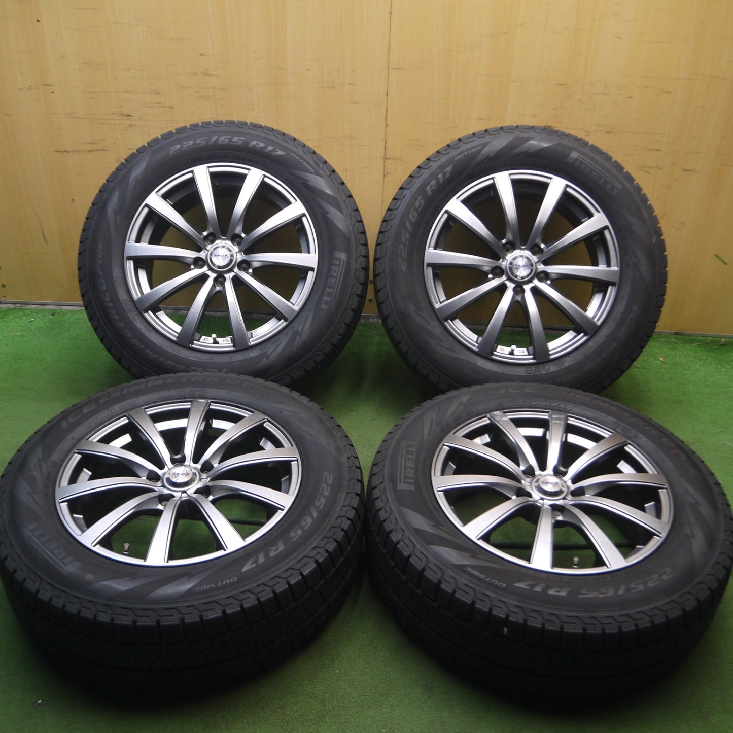 *送料無料* バリ溝！21年！キレイ！8.5分★スタッドレス 225/65R17 ピレリ アイスアシンメトリコ プラス ZACK JP-110 ザック PCD114.3/5H★4060710Hス