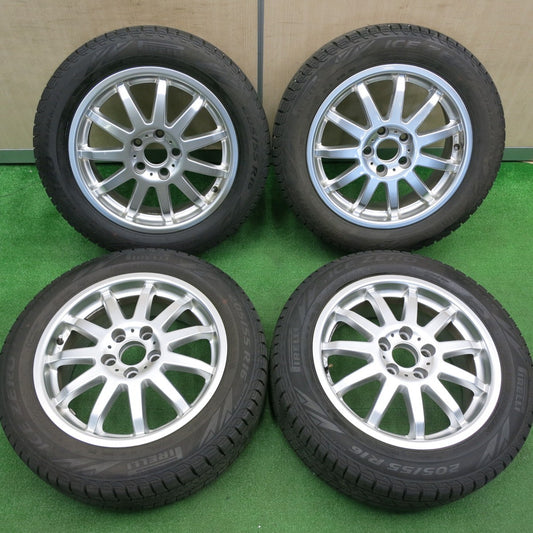 [送料無料] バリ溝！22年！8.5分★ボルボ 等 205/55R16 スタッドレス ピレリ ゼロ アシンメトリコ C-WORKS MS-1 16インチ PCD108/5H★4120613TNス