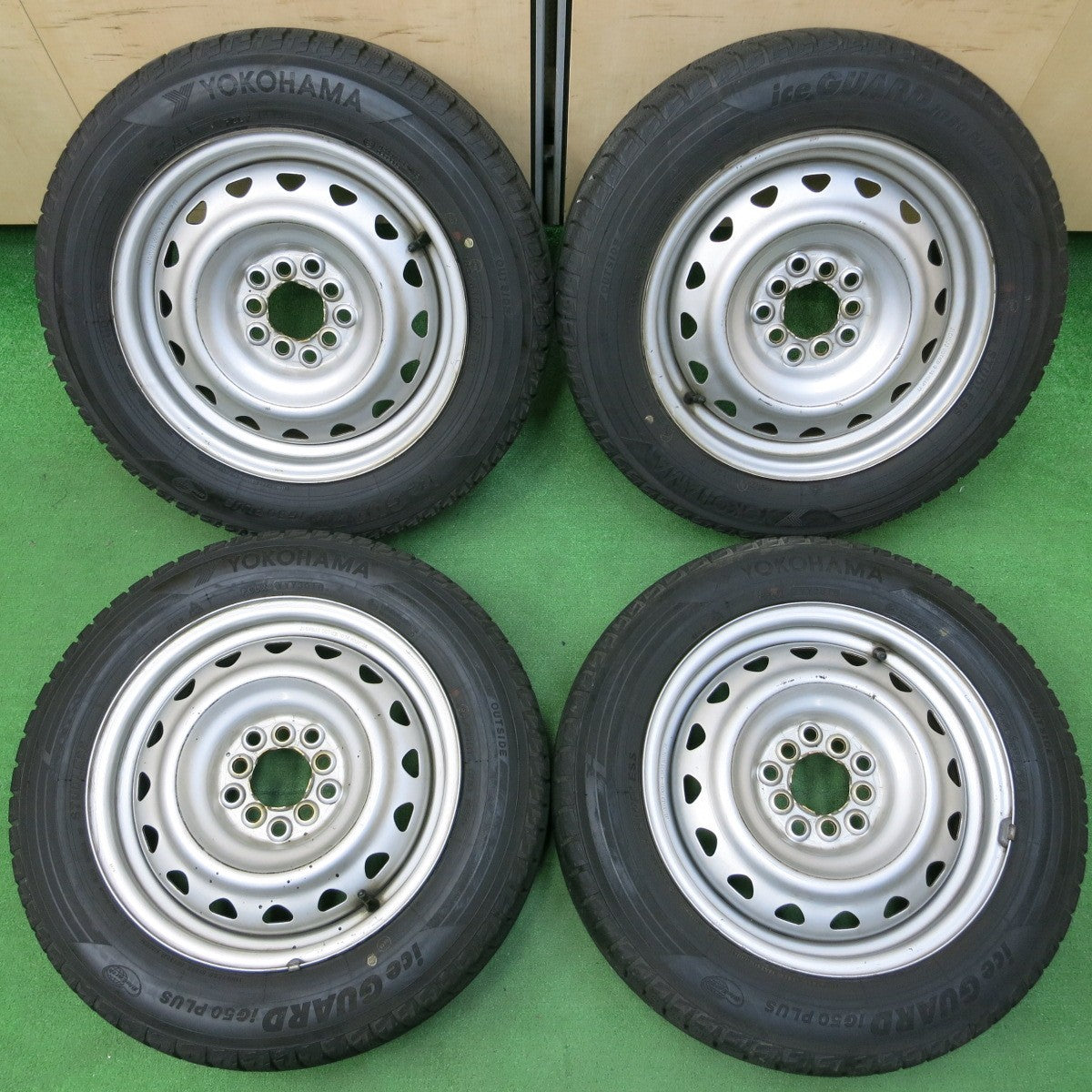 *送料無料* バリ溝！9分★スタッドレス 185/65R15 ヨコハマ アイスガード iG50 プラス スチール ホイール PCD100 114.3/5H マルチ★4050103イス