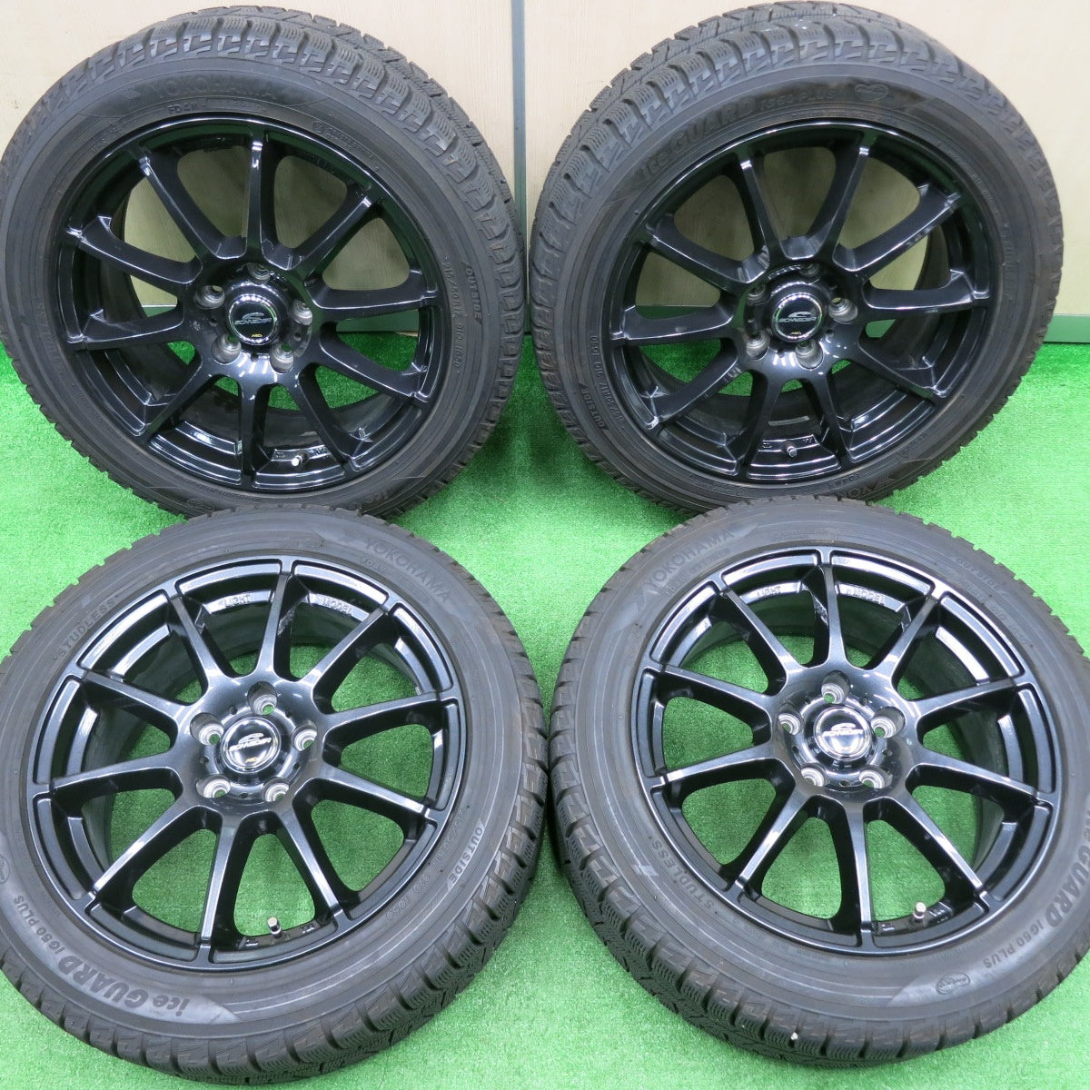 [送料無料] バリ溝！キレイ！9.5分以上★スタッドレス 215/50R17 ヨコハマ アイスガード iG50 プラス SCHNEIDER MiD シュナイダー 17インチ PCD114.3/5H★4102502NJス