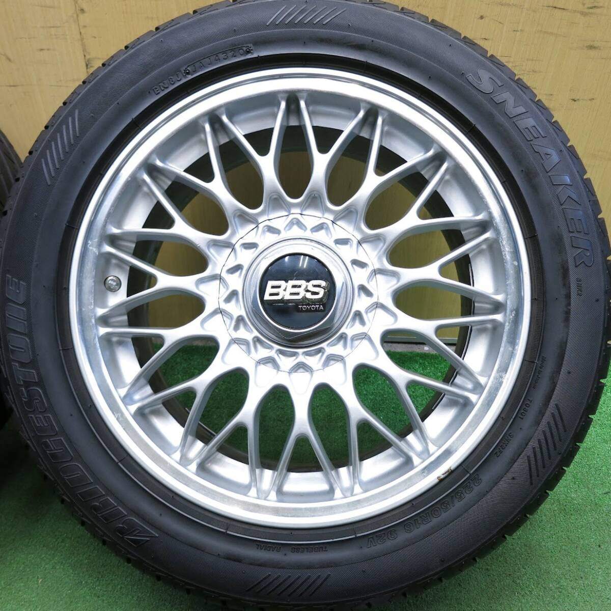 *送料無料* バリ溝！22年！ほぼ10分★トヨタ セルシオ 純正 OP BBS RG173 225/50R16 ブリヂストン SNK2 トーヨー  R1R 16インチ PCD114.3/5H★3032706Hノ