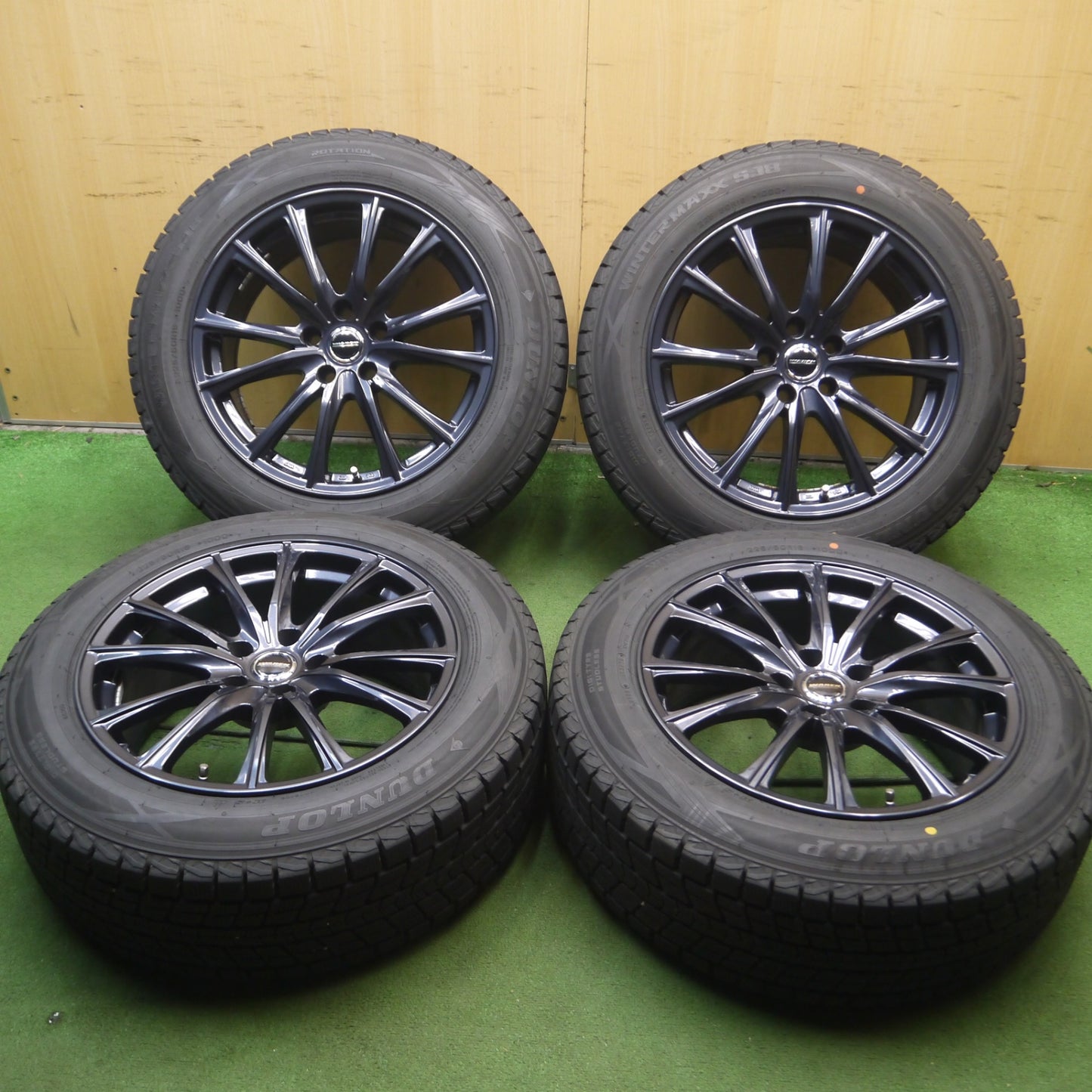 *送料無料* バリ溝！20年！キレイ！9.5分以上★レクサス NX等 225/60R18 スタッドレス ダンロップ ウインターマックス SJ8 WAREN ヴァーレン PCD114.3/5H★4070107Hス