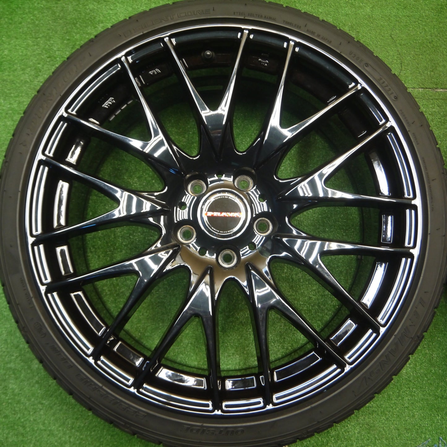 [送料無料] バリ溝!21年! キレイ! 9分★レクサス等 Leyseen PRAVA 9M 225/35R19 ダンロップ ルマン5 レイシーン PCD114.3/5H★4092704Hノ