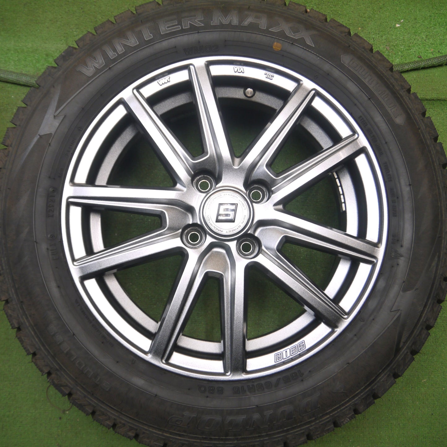 *送料無料* バリ溝！21年！キレイ！9.5分★スタッドレス 185/65R15 ダンロップ ウインターマックス WM02 SEIN ザイン 15インチ PCD100/4H★4070907Hス