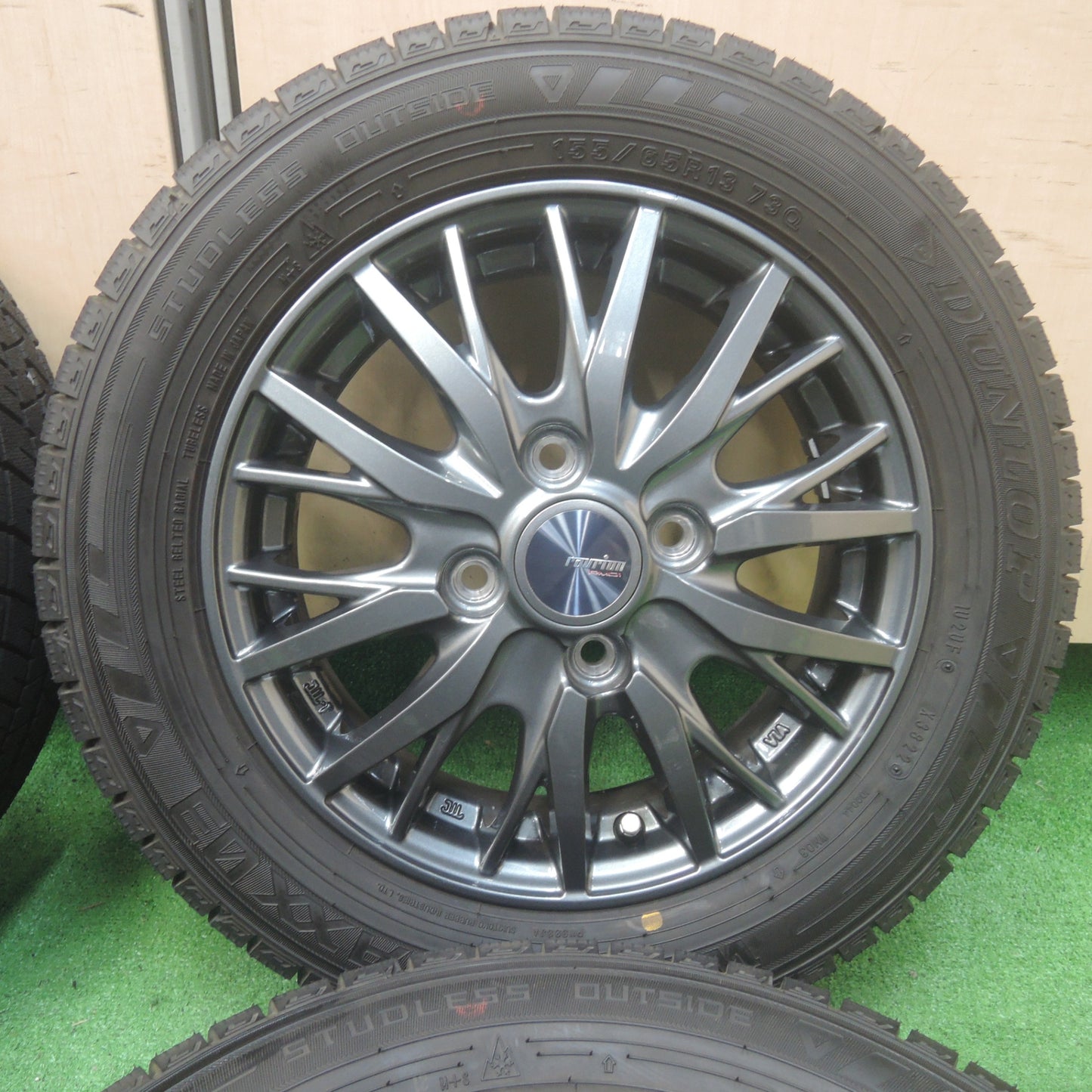 *送料無料* バリ溝！22年！キレイ！ほぼ10分★スタッドレス 155/65R13 ダンロップ ウインターマックス03 ravrion RM01 ラブリオン PCD100/4H★4070403SYス