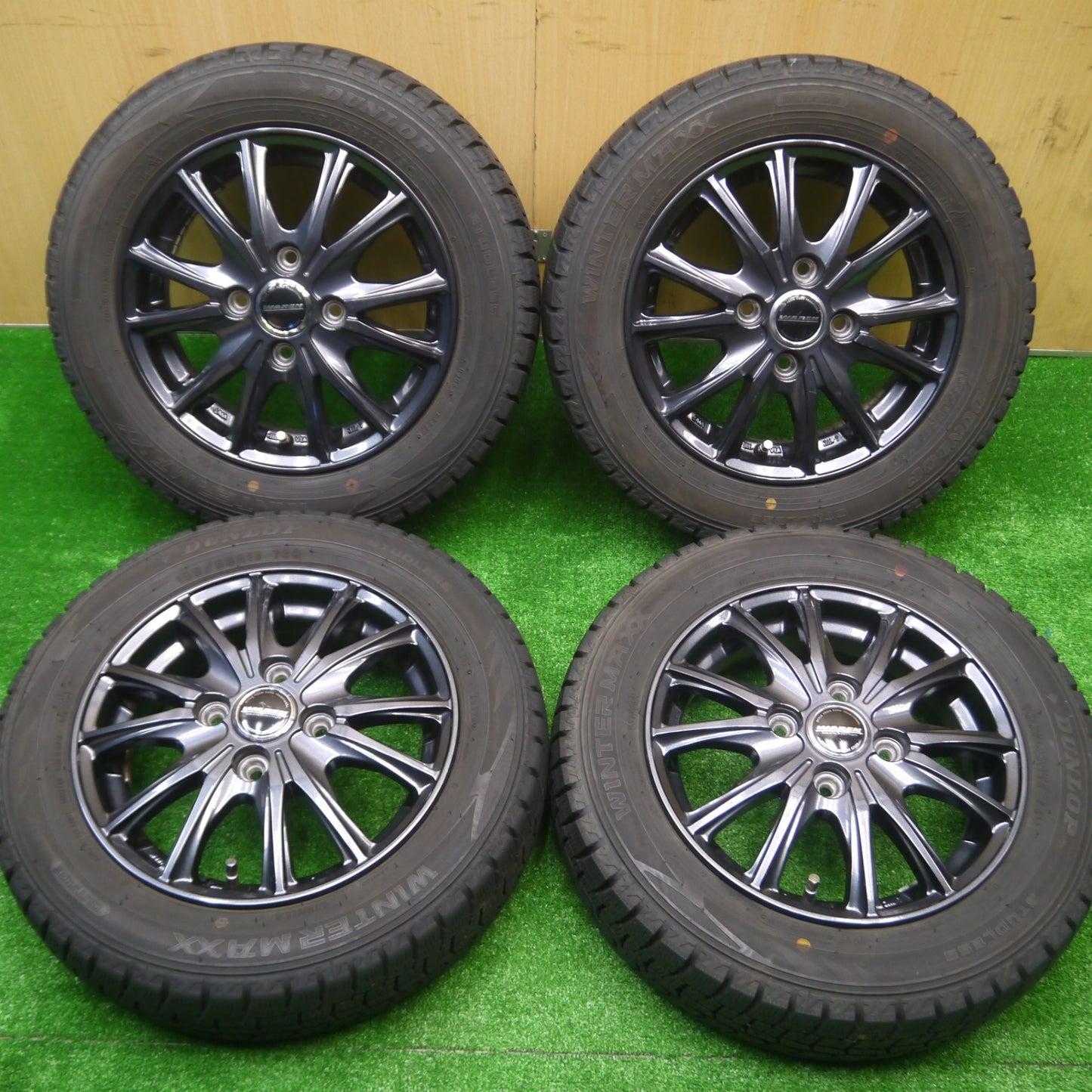 *送料無料* バリ溝！20年！9分★スタッドレス 155/65R13 ダンロップ ウインターマックス WM02 WAREN ヴァーレン 13インチ PCD100/4H★4080606Hス