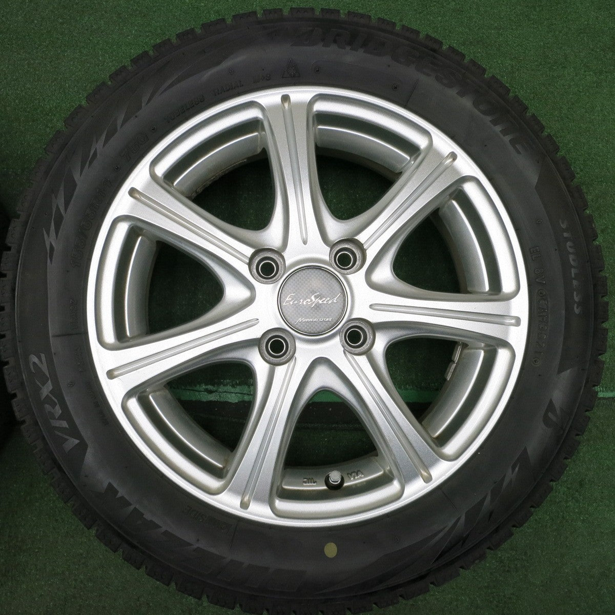 *送料無料* バリ溝！21年！キレイ！9分★スタッドレス 155/65R14 ブリヂストン ブリザック VRX2 EuroSpeed MANARAY SPORT PCD100/4H★4051005NJス