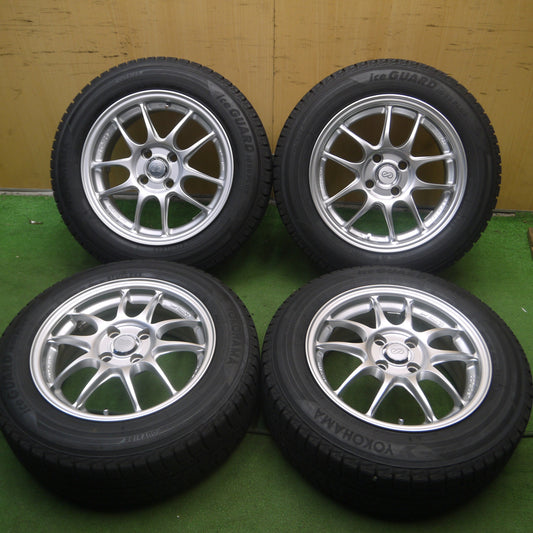 *送料無料* バリ溝！キレイ！9.5分★ENKEI PF01 185/65R15 スタッドレス ヨコハマ アイスガード iG50 プラス エンケイ 15インチ PCD100/4H★4071706Hス