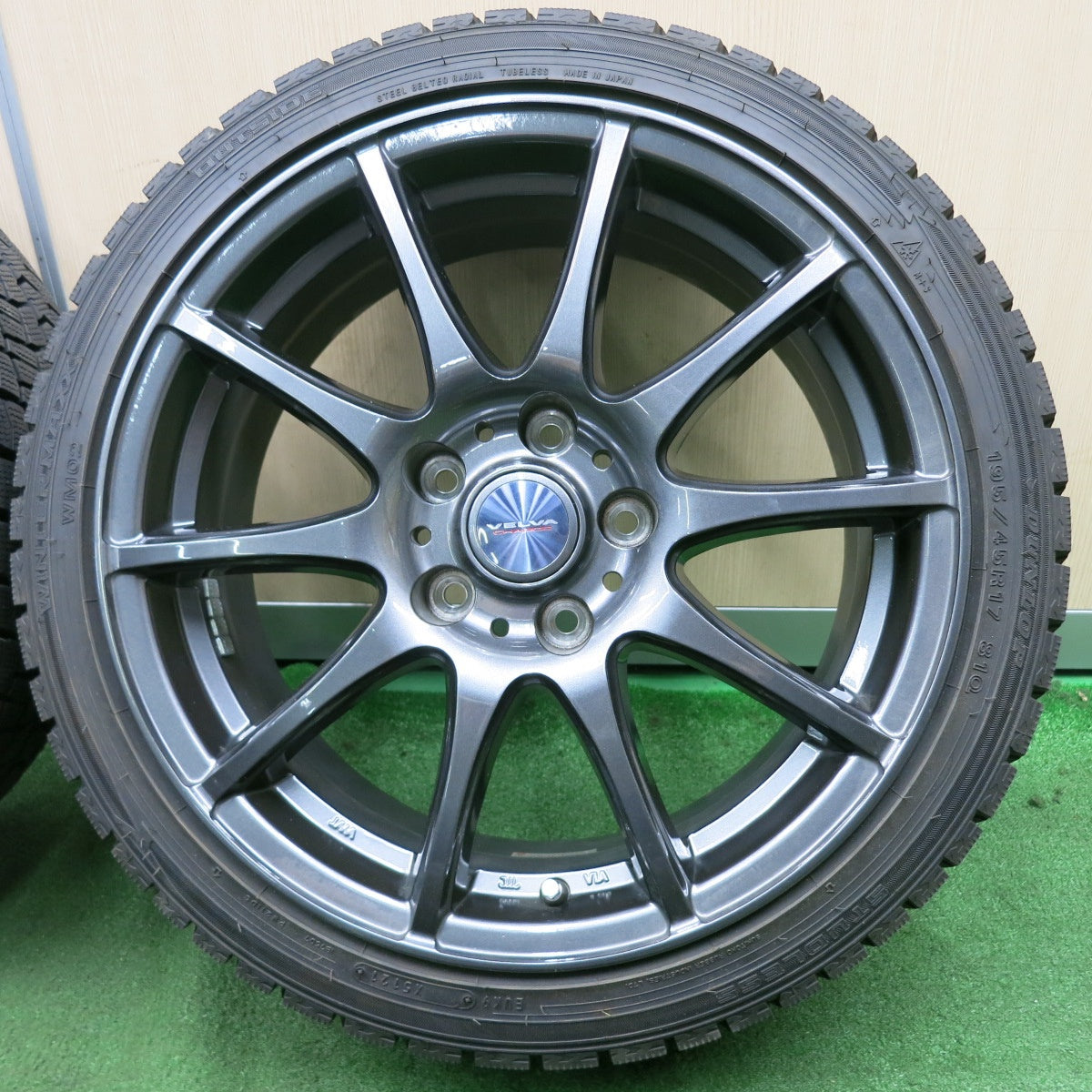 *送料無料* バリ溝！21年！キレイ！8.5分★スタッドレス 195/45R17 ダンロップ ウインターマックス WM02 VELVA CHARGE ヴェルヴァ 17インチ PCD114.3/5H★4061104NJス