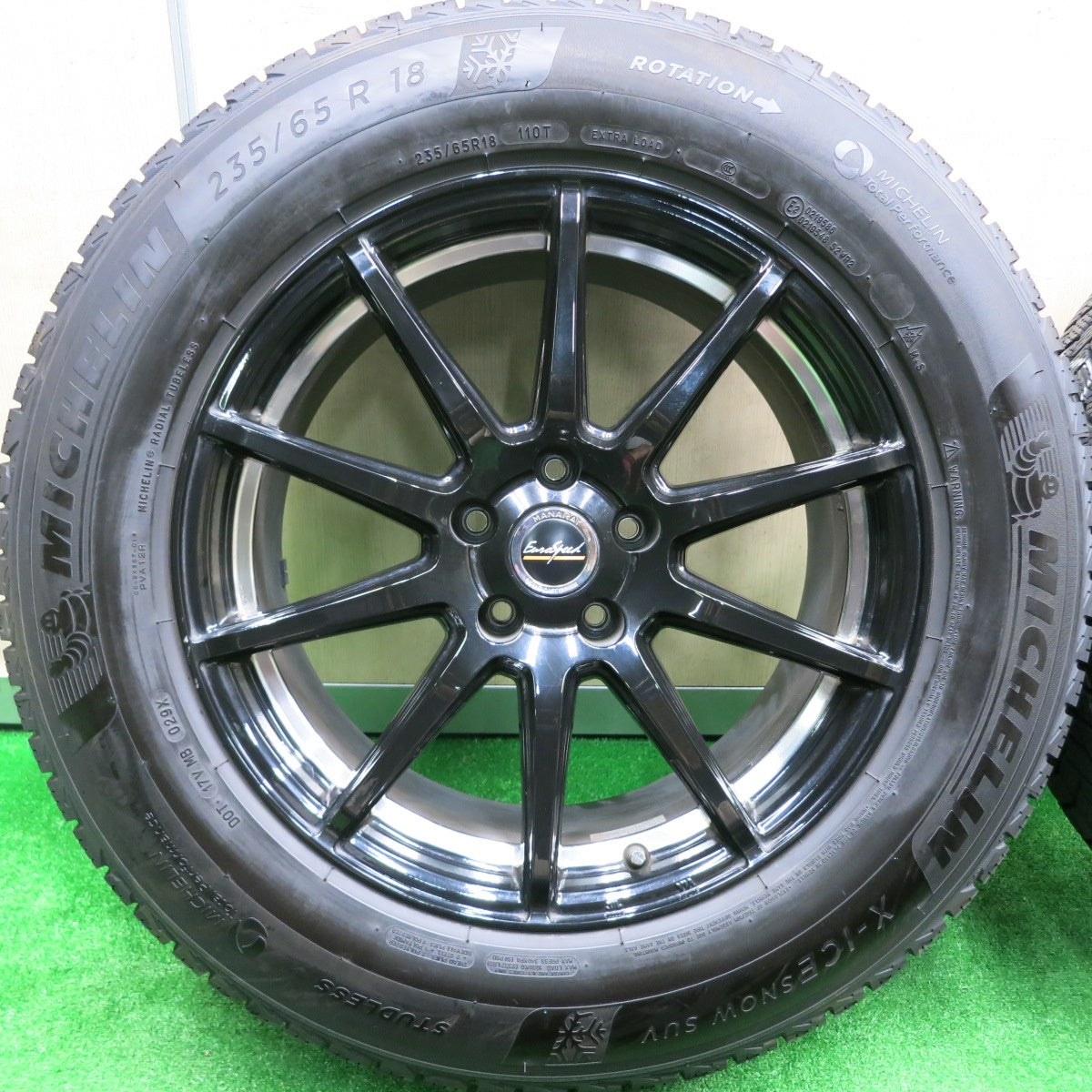 [送料無料] バリ溝！23年！綺麗！ほぼ10分★スタッドレス 235/65R18 ミシュラン X-ICE SNOW SUV Eurospeed MANARAY マナレイ PCD114.3/5H★4092901HAス