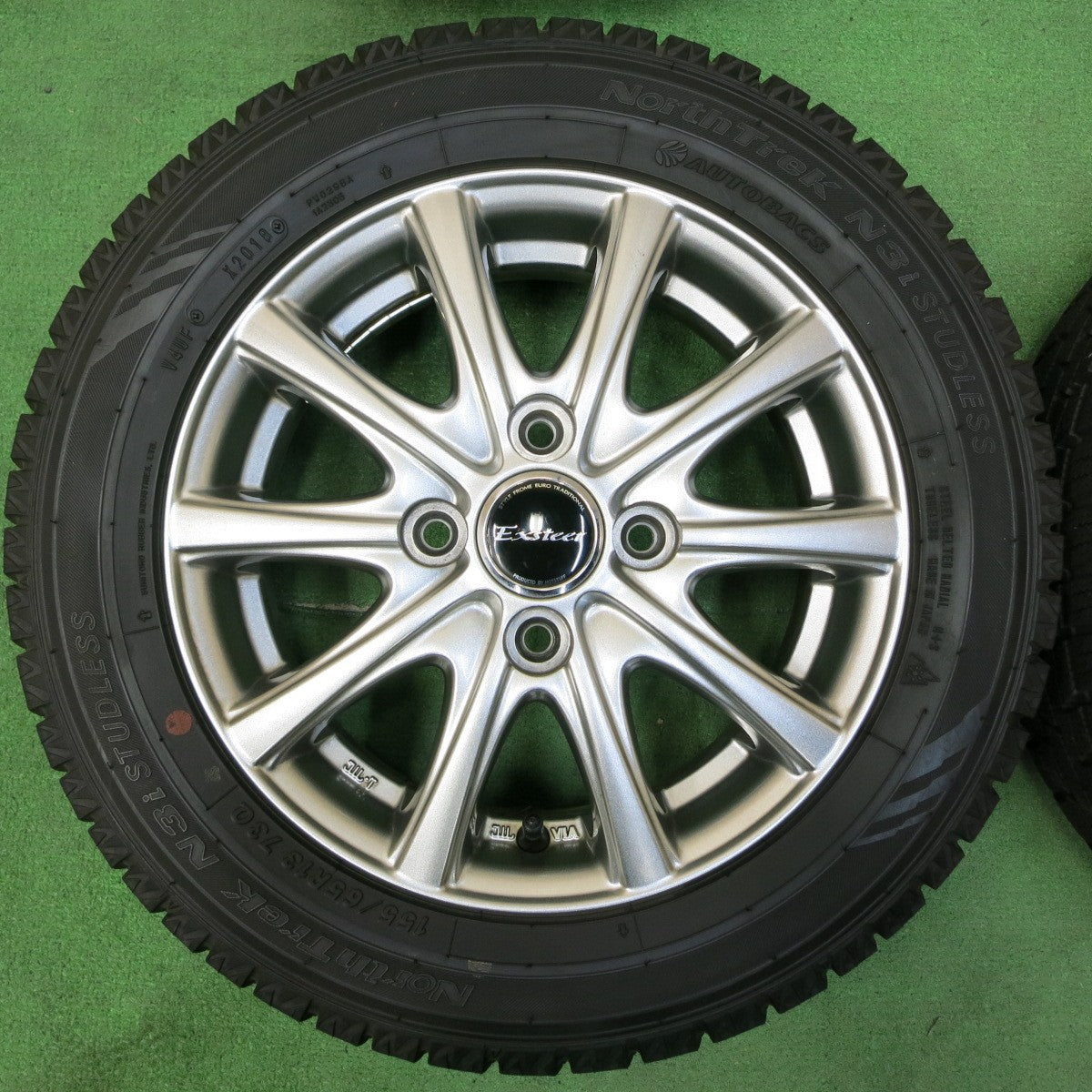 *送料無料* バリ溝！キレイ！ほぼ10分★スタッドレス 155/65R13 オートバックス ノーストレック N3i Exsteer エクスター 13インチ PCD100/4H★4051110イス