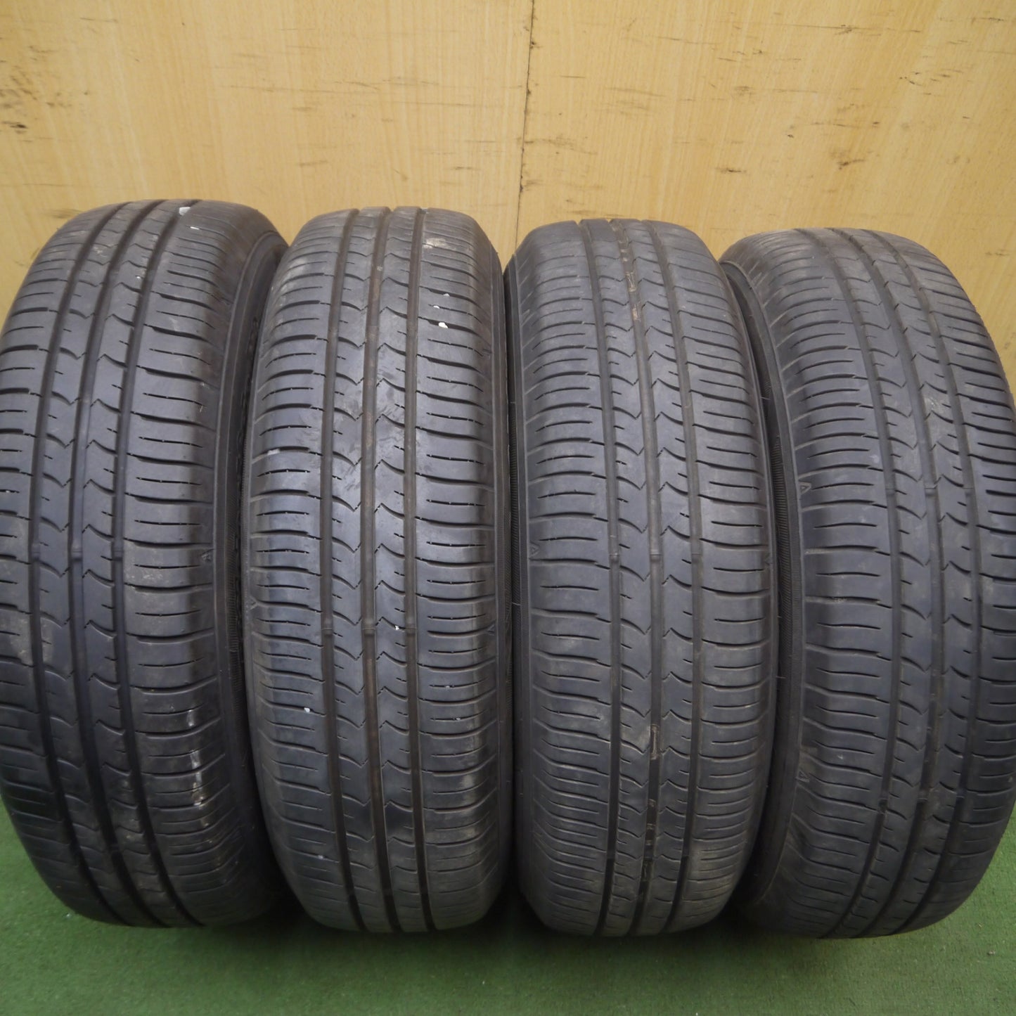 *送料無料* バリ溝！21年！綺麗！8.5分★165/70R14 グッドイヤー EfficientGrip ECO hybrid スチール ホイール 14インチ PCD100/4H★4071604Hノ