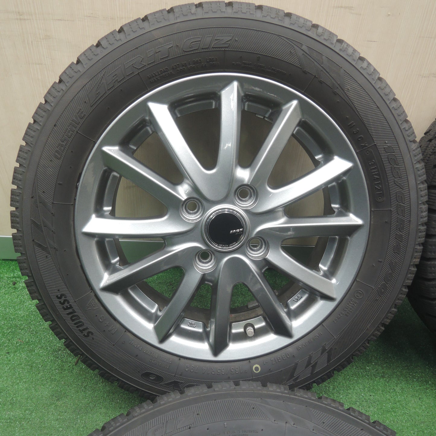 *送料無料*バリ溝！21年！キレイ！9.5分以上★スタッドレス 165/65R14 トーヨー オブザーブ ガリット GIZ ZACK JP-016 MONZA ザック 14インチ PCD100/4H★3111303SYス