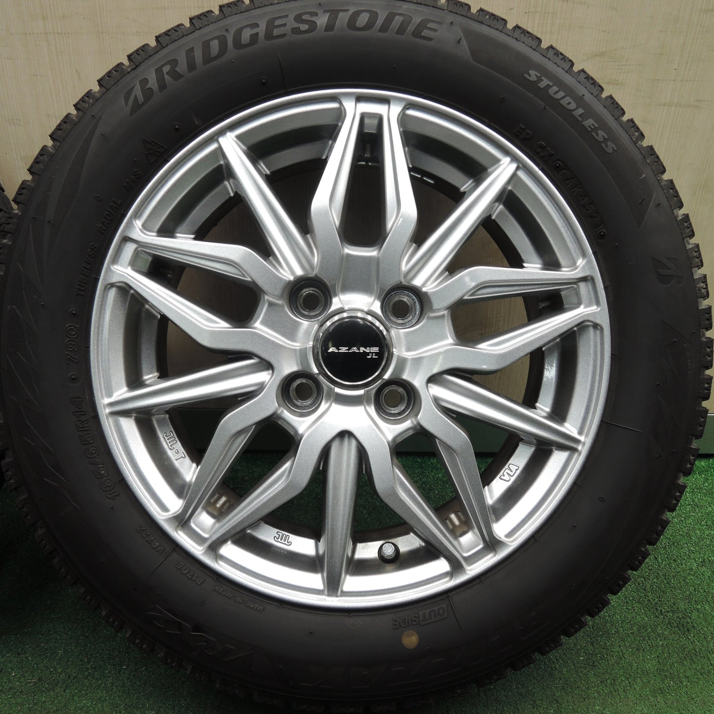 *送料無料* バリ溝！21年！キレイ！9分★スタッドレス 165/65R14 ブリヂストン ブリザック VRX2 AZANE JL 14インチ PCD100/4H★4021717HAス