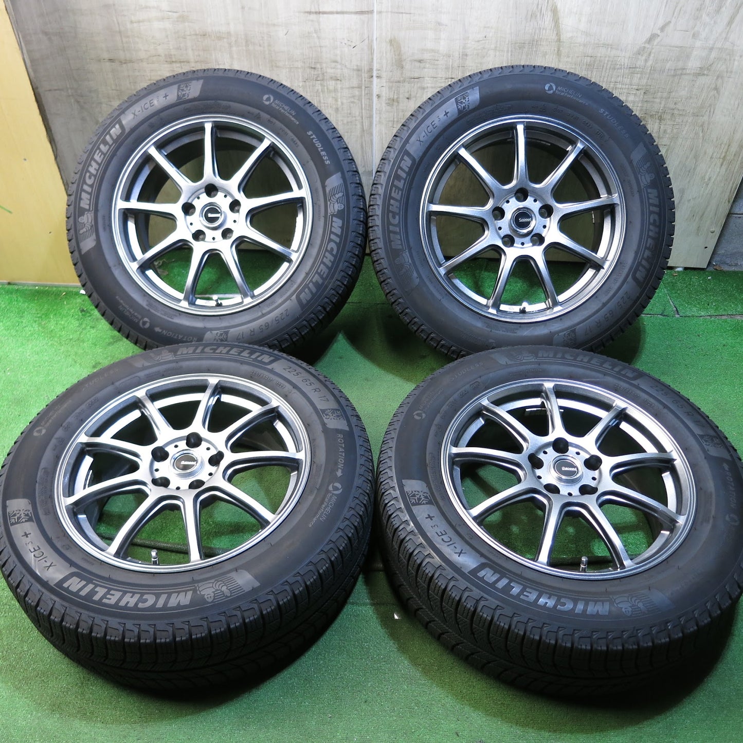 [送料無料]バリ溝！キレイ！9.5分★スタッドレス 225/65R17 ミシュラン X-ICE3+ G.speed Gスピード 17インチ PCD114.3/5H★3062106Hス