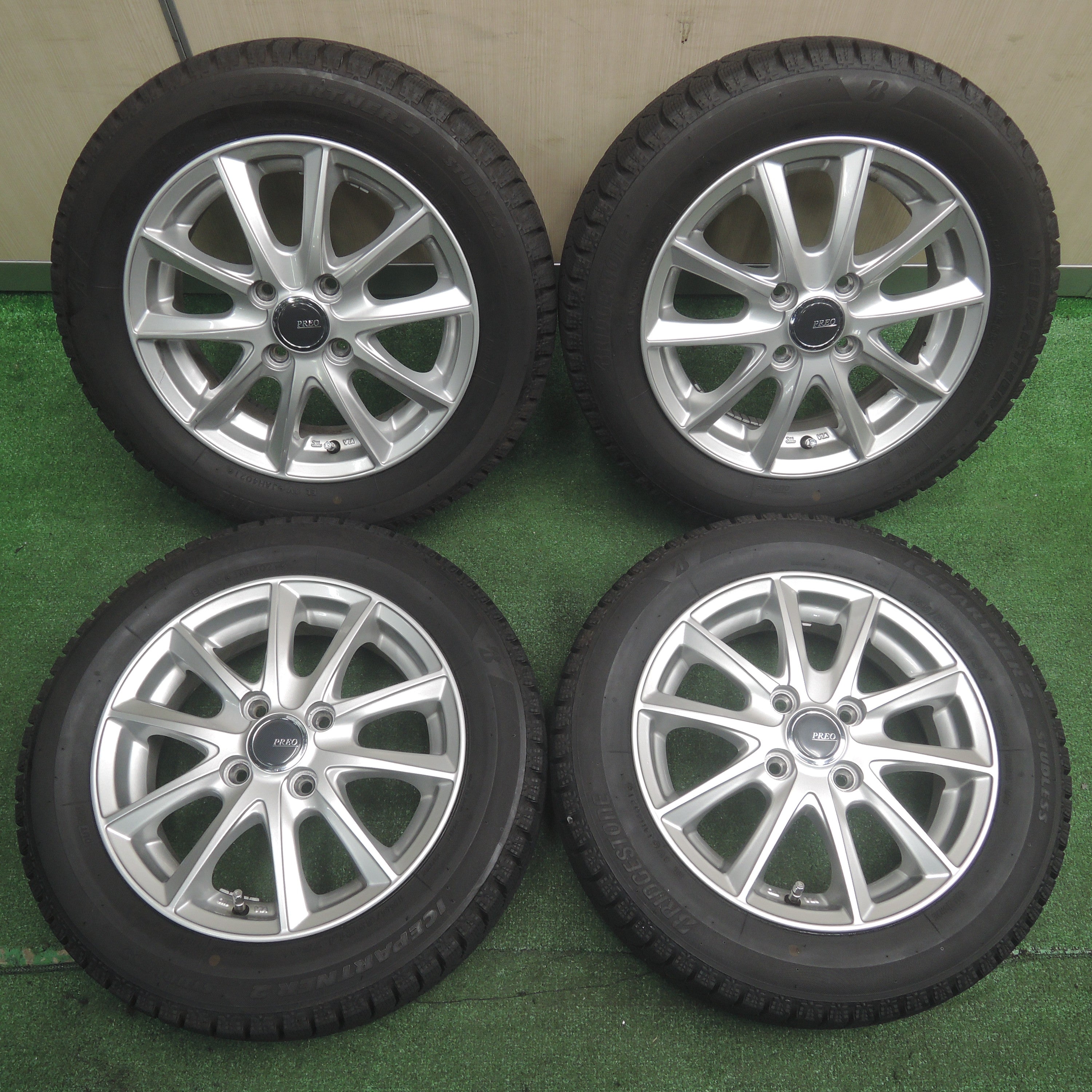 送料無料*バリ溝！21年！キレイ！9分☆スタッドレス 155/65R14 