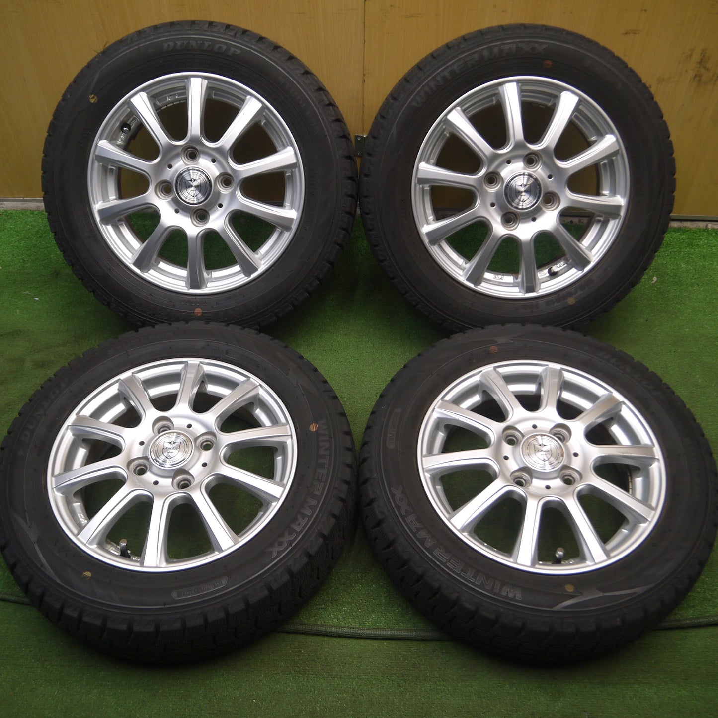 [送料無料]バリ溝！19年！9分★スタッドレス 155/65R13 ダンロップ ウインターマックス WM02 JOKER weds ジョーカー 13インチ PCD100/4H★3101101Hス