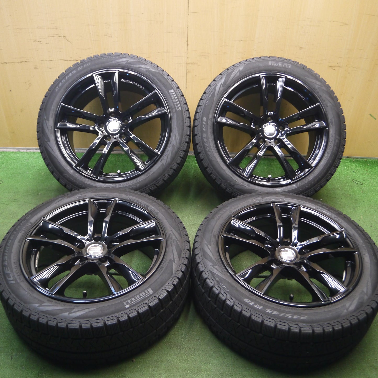 *送料無料*キレイ★BMW 等 KELLENERS 245/45R18 スタッドレス ピレリ アイスアシンメトリコ ケレナーズ sport  PCD112/5H★3110108Hス