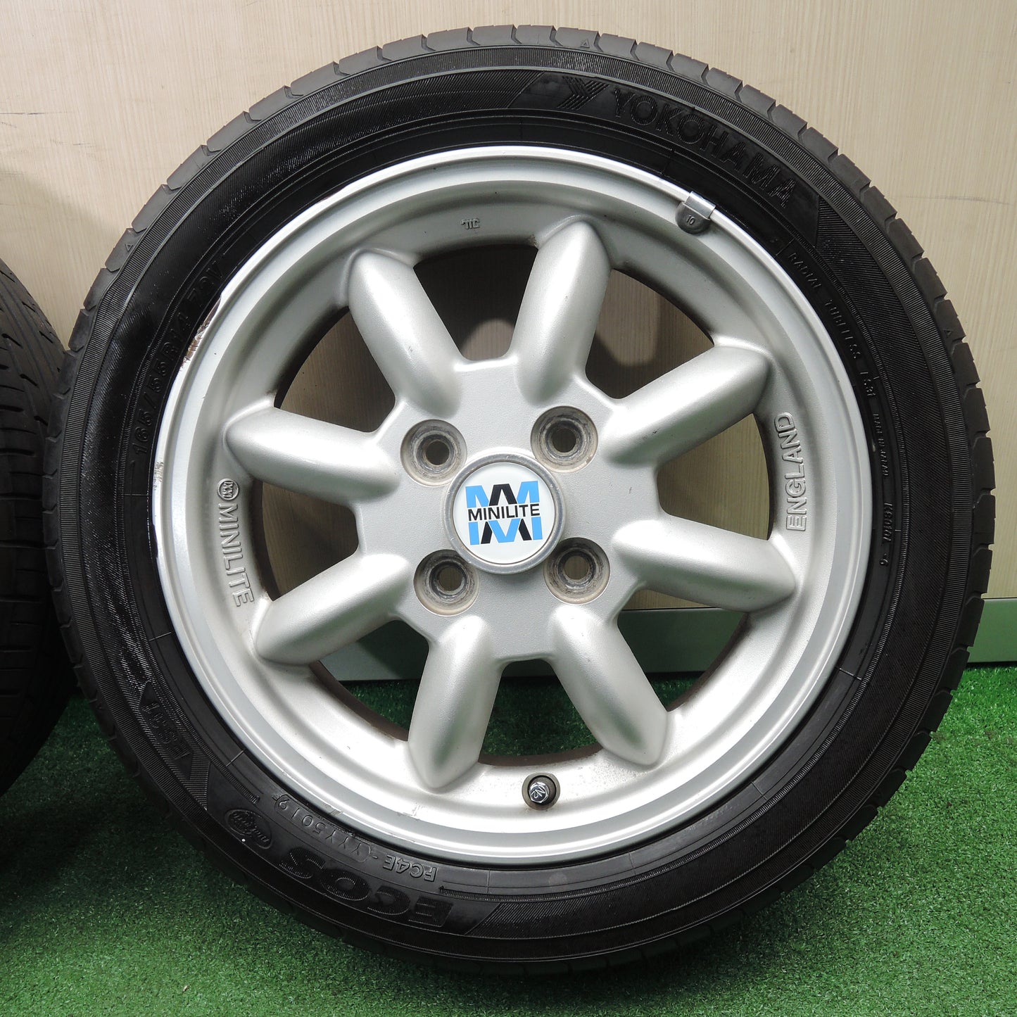 *送料無料*4本価格★ダイハツ ミラジーノ 純正 MINILITE 165/55R14 ヨコハマ エコス ES31 ミニライト 14インチ PCD100/4H★4012202NJノ