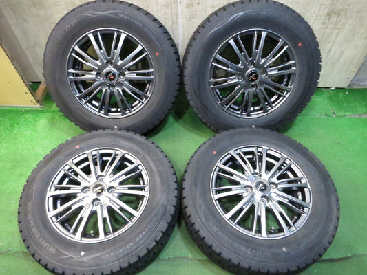 [送料無料]バリ溝！19年！キレイ！ほぼ10分★スタッドレス 185/70R14 ダンロップ ウインターマックス WM01 Fang ファング 14インチ PCD100/4H★3012014Hス