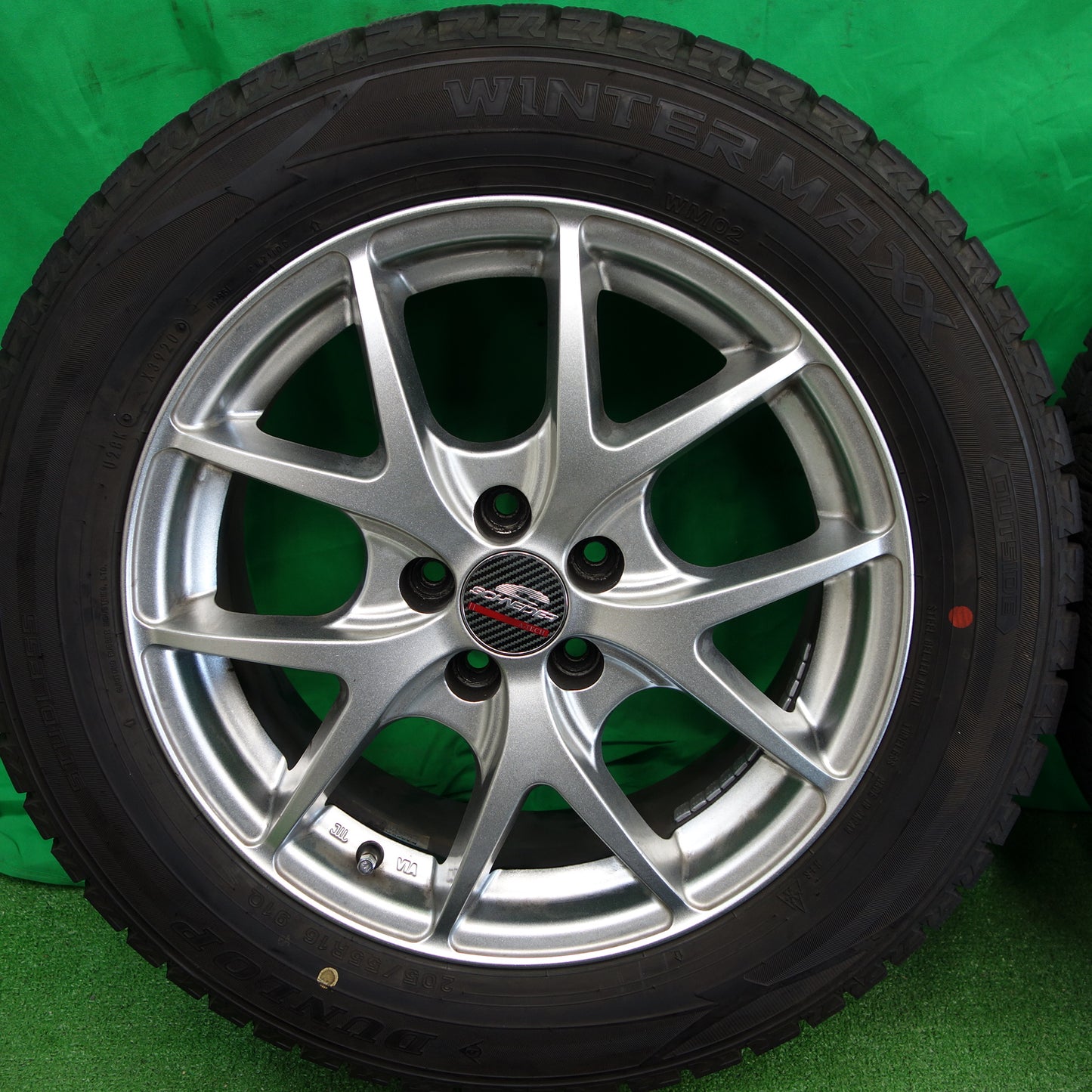 *送料無料*バリ溝！20年！キレイ！9.5分★スタッドレス 205/55R16 ダンロップ ウインターマックス WM02 SCHNEIDER シュナイダー 16インチ PCD100/5H★3101301HHス