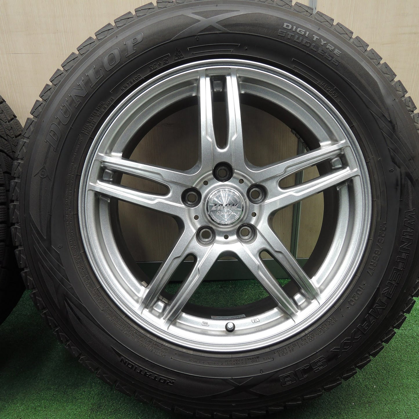 [送料無料]バリ溝！キレイ！9.5分★スタッドレス 225/65R17 ダンロップ ウインターマックス SJ8 ZACK Sport-5 MONZA ザック 17インチ PCD114.3/5H★3112301HAス