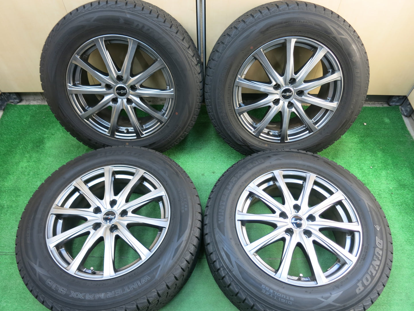 [送料無料]バリ溝！9.5分★スタッドレス 225/65R17 ダンロップ ウインターマックス SJ8 EuroSpeed MANARAY SPORT ユーロスピード PCD114.3/5H★3022504ヒス