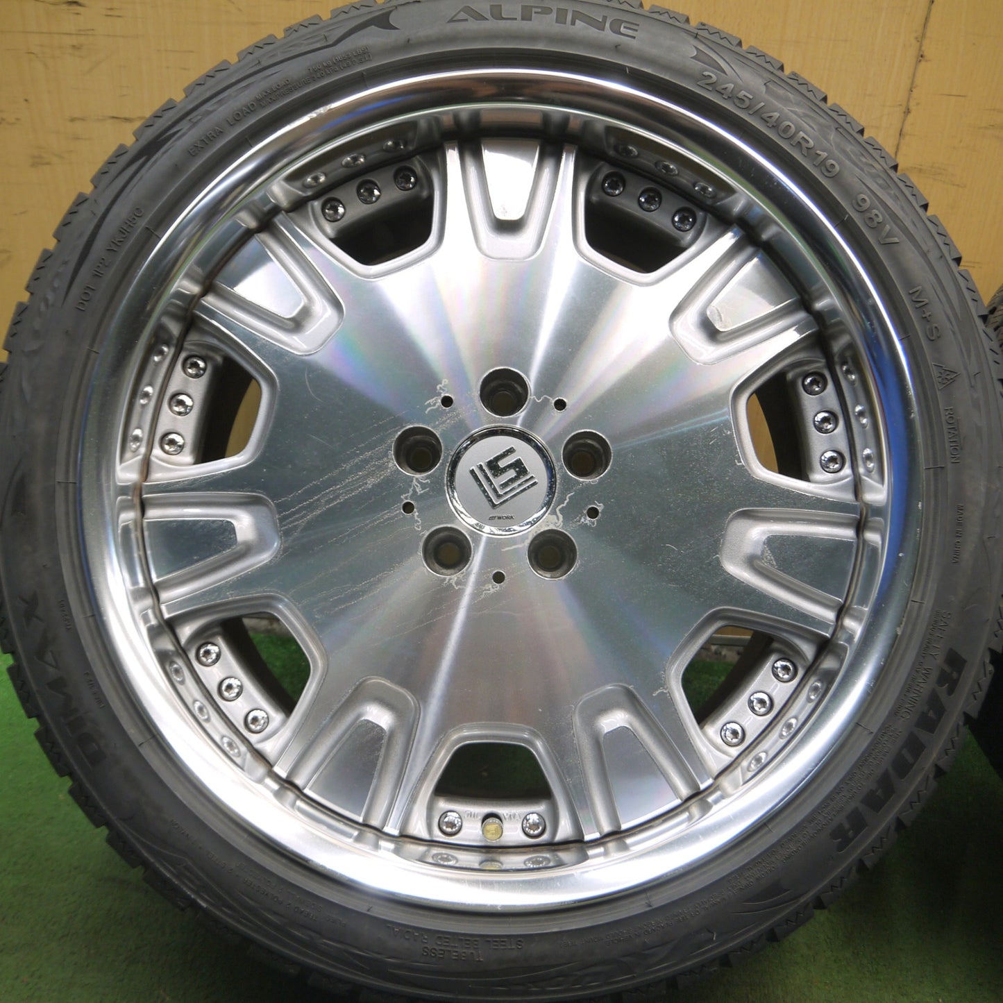 *送料無料* 4本価格★WORK LS507 245/40R19 スタッドレス レーダー DIMAX ALPINE ワーク ディッシュ 19インチ PCD114.3/5H★4020207Hス