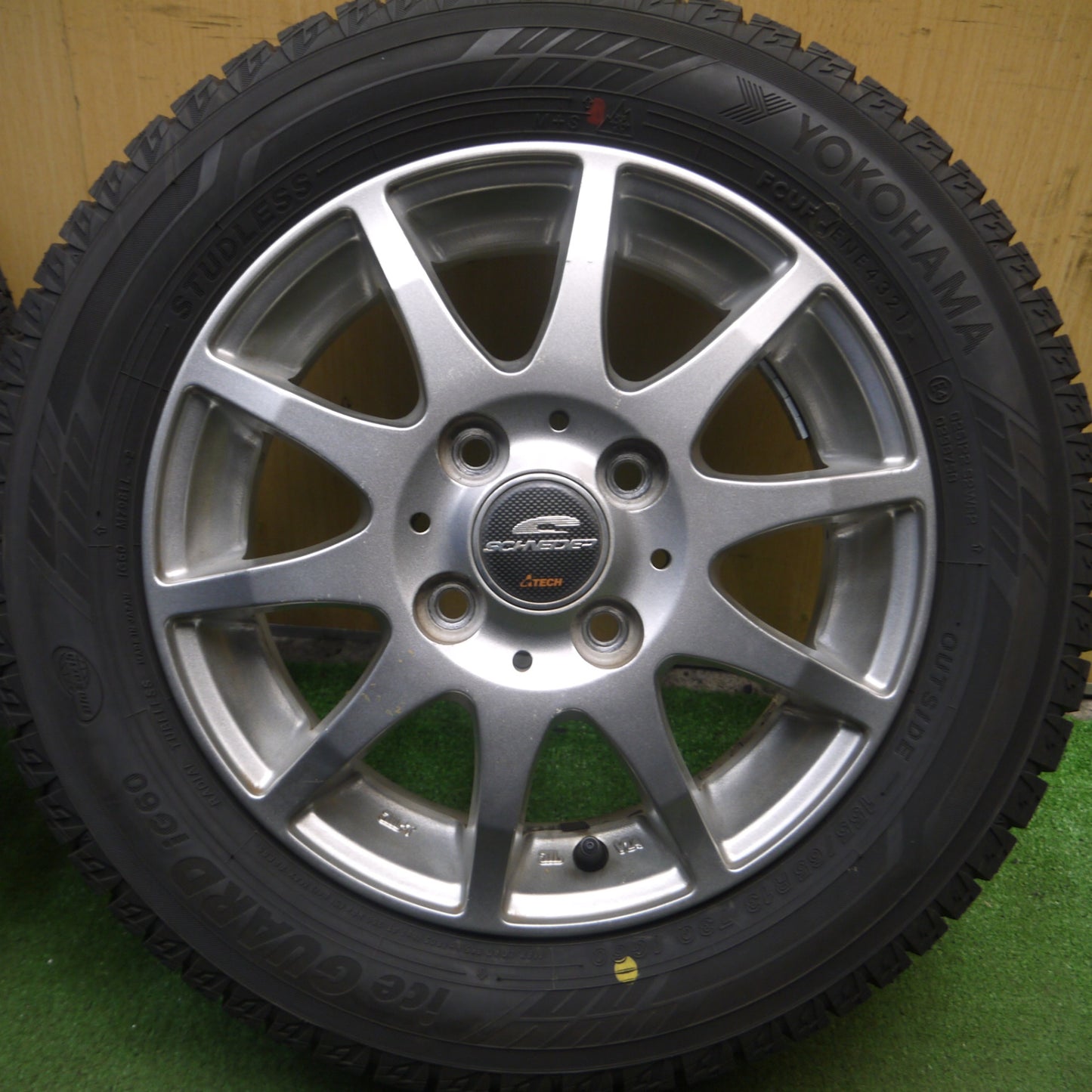 *送料無料* バリ溝！21年！ほぼ10分★スタッドレス 155/65R13 ヨコハマ アイスガード iG60 SCHNEIDER ATECH シュナイダー 13インチ PCD100/4H★4021301Hス