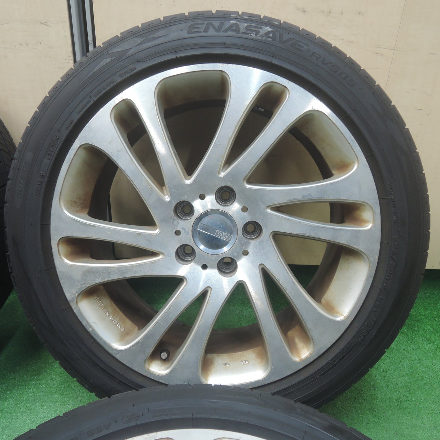 *送料無料* バリ溝！20年！9.5分★DESIGN WORKS 225/50R18 ダンロップ エナセーブ RV505 デザインワークス PCD114.3/5H★4020204SYノ