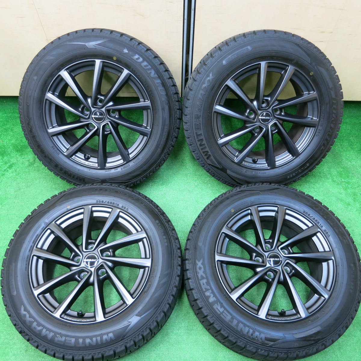 *送料無料*バリ溝！20年！キレイ！9.5分★ミニ ベンツ 等 BORBET 205/65R16 スタッドレス ダンロップ ウインターマックス WM02 ボルベット PCD112/5H★3112503イス