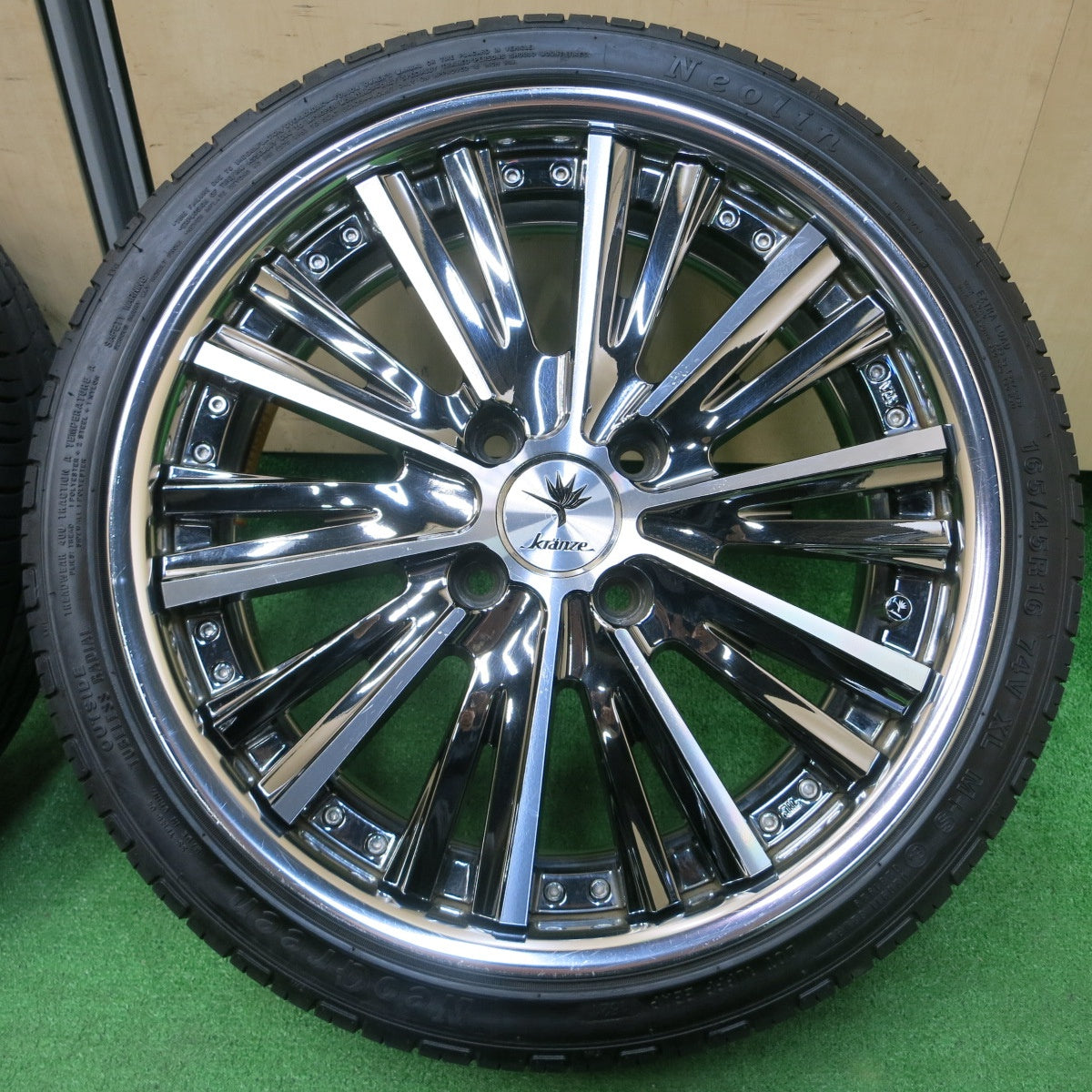 *送料無料* バリ溝！21年！キレイ！8.5分★kranze MAGISS 165/45R16 ネオリン ネオグリーン クレンツェ マジス 16インチ PCD100/4H★4021606イノ