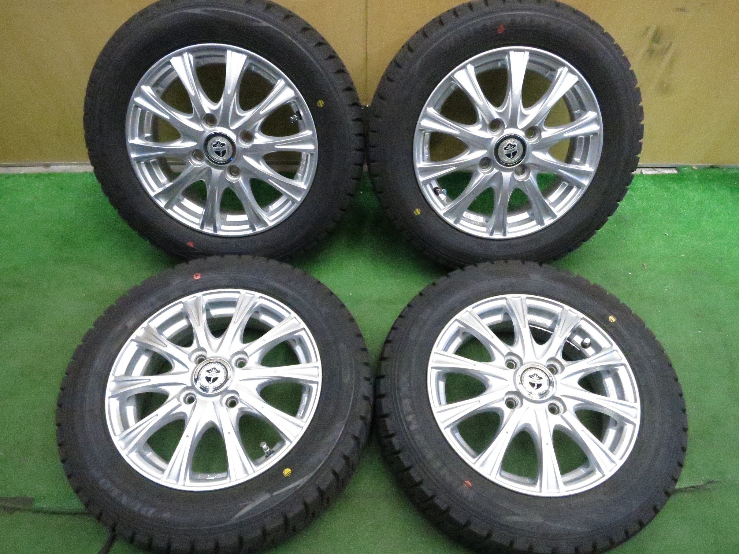 [送料無料]超バリ溝！21年！ほぼ10分★スタッドレス 155/65R13 ダンロップ ウインターマックス WM02 JOKER weds ジョーカー  13インチ PCD100/4H★3013005Hス