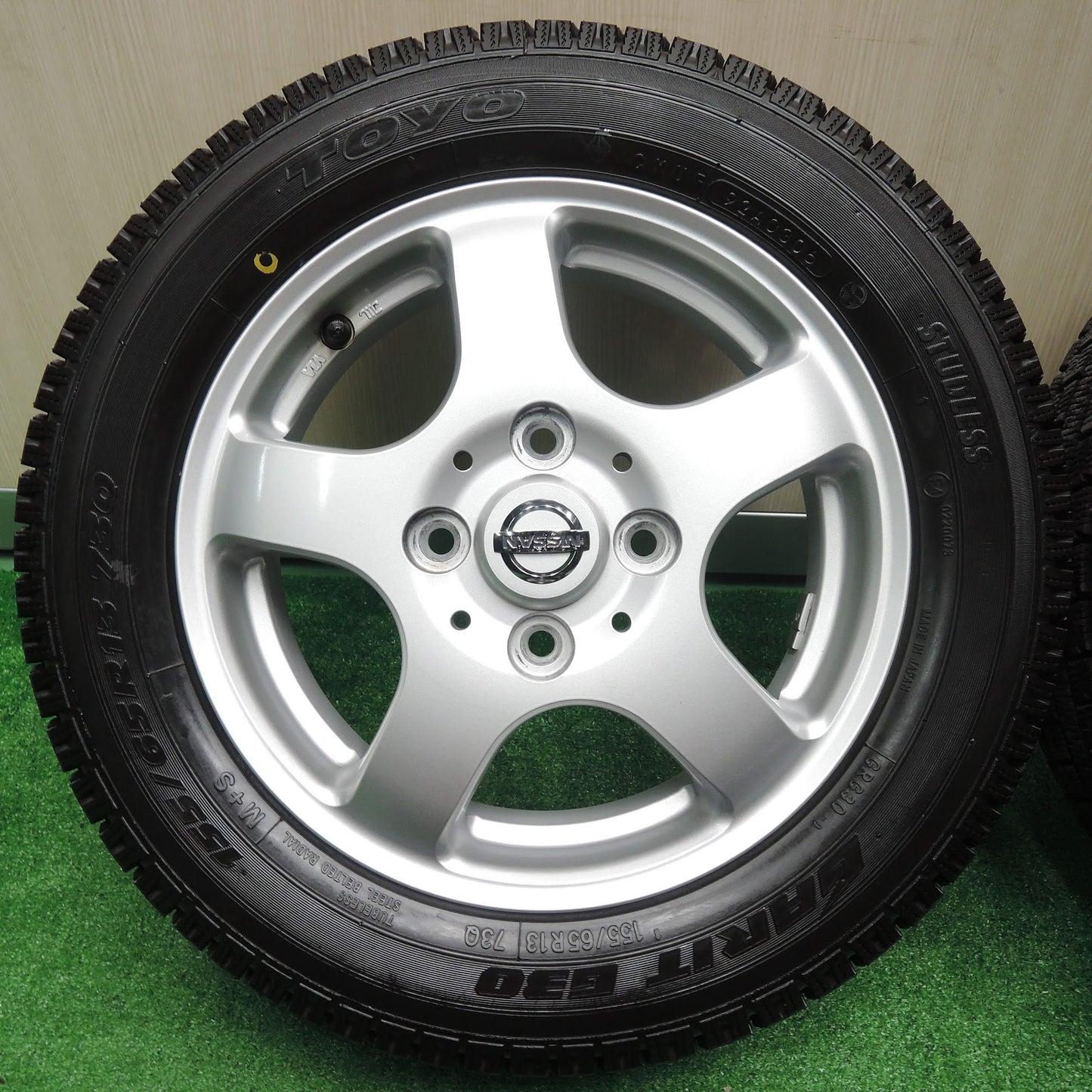 [送料無料]超バリ溝！キレイ！ほぼ10分★日産 モコ オッティ 等 純正 155/65R13 スタッドレス トーヨー ガリット G30 13インチ PCD100/4H★3081006NJス