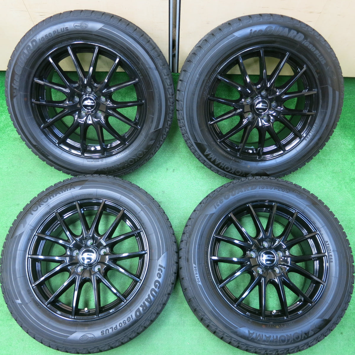 *送料無料*バリ溝！20年！キレイ！ほぼ10分★スタッドレス 225/60R17 ヨコハマ アイスガード iG50 プラス SCHNEIDER MiD シュナイダー 17インチ PCD114.3/5H★3120910イス