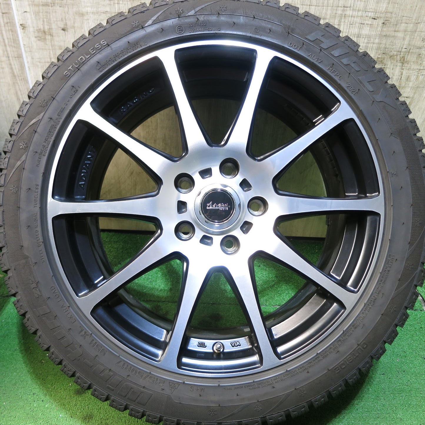 [送料無料]バリ溝！21年！キレイ！9.5分★スタッドレス 215/50R17 ハイフライ Win-turi 212 Advanti RACING アドヴァンティ レーシング PCD114.3/5H★3061208Hス