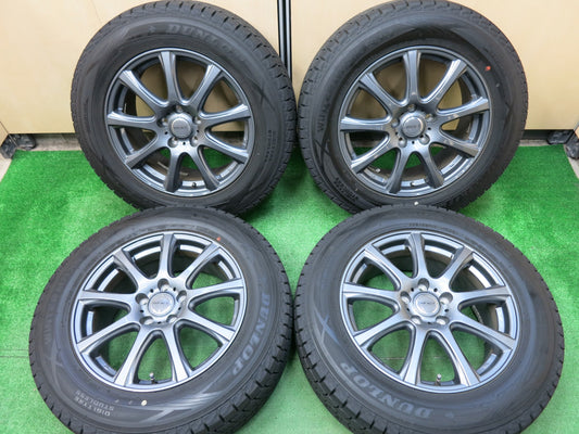 [送料無料]バリ溝！19年！綺麗！9.5分以上★スタッドレス 225/65R17 ダンロップ ウインターマックス SJ8 DUFACT デュファクト 17インチ PCD114.3/5H★2121401ヒス