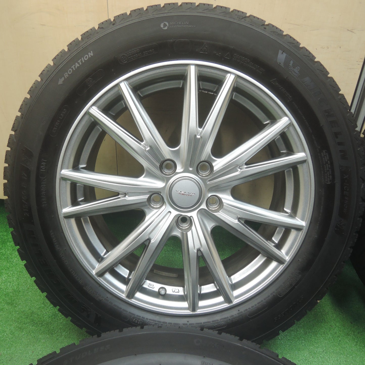 *送料無料*超バリ溝！21年！キレイ！ほぼ10分★スタッドレス 215/60R17 ミシュラン X-ICE SNOW VELVA KEVIN ヴェルヴァ 17インチ PCD114.3/5H★4011910SYス