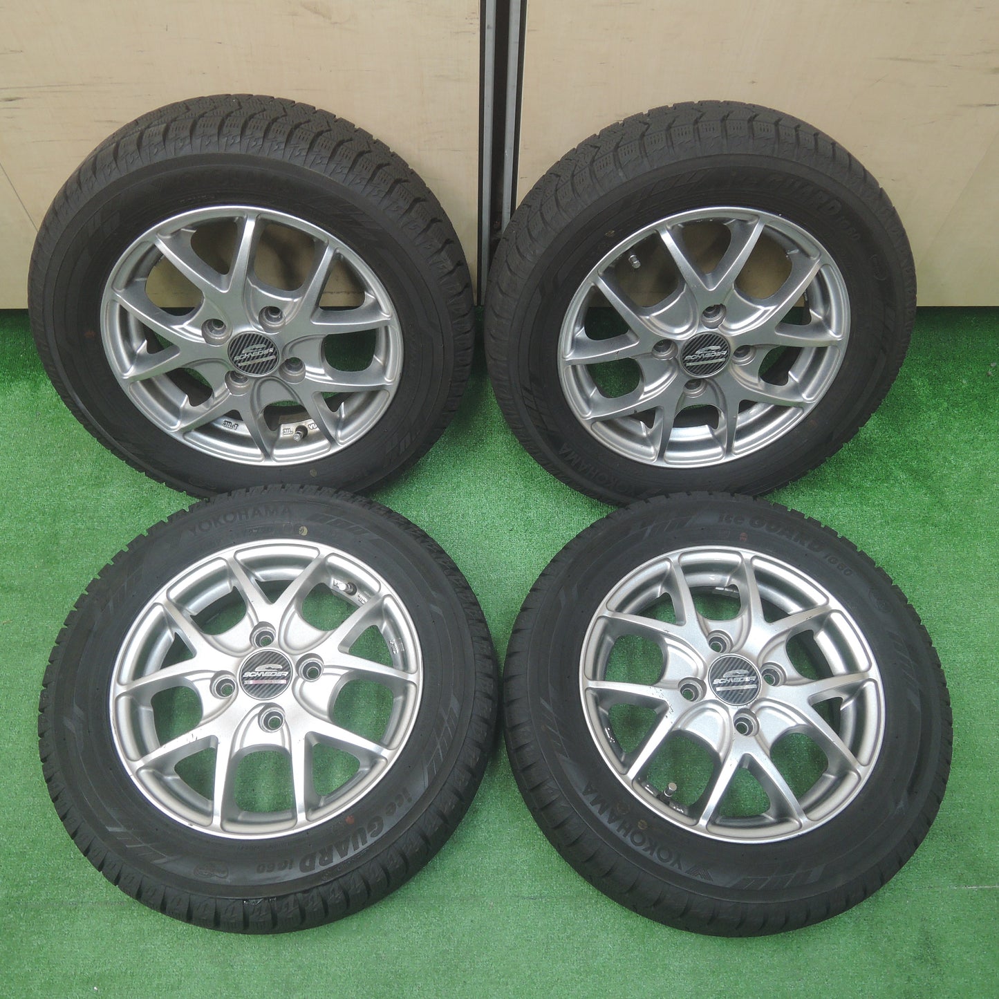 *送料無料*バリ溝！20年！9分★スタッドレス 155/65R13 ヨコハマ アイスガード iG60 SCHNEIDER シュナイダー 13インチ PCD100/4H★3113009SYス