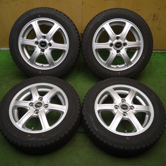 [送料無料]バリ溝！21年！キレイ！9.5分以上★スタッドレス 155/65R14 ダンロップ ウインターマックス WM02 FEID 社外 アルミ 14インチ PCD100/4H★3072609Hス