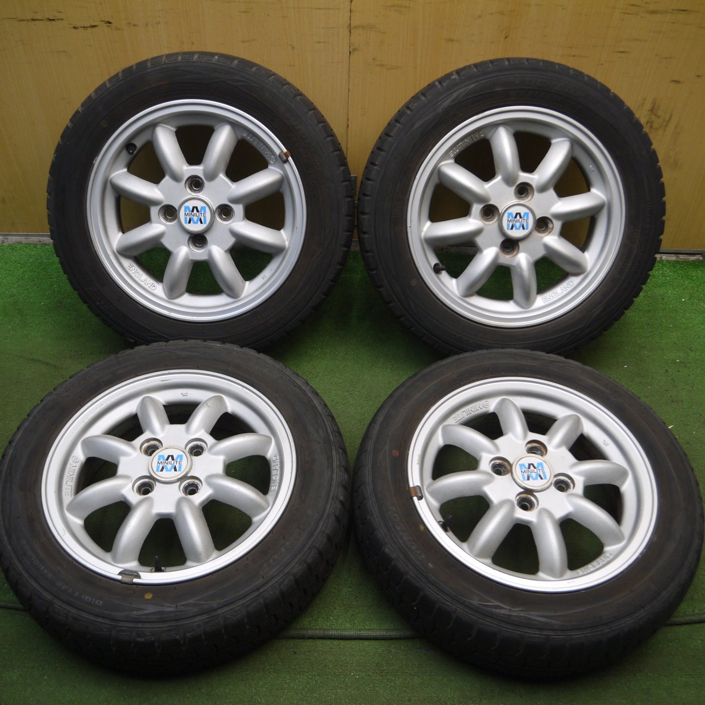 *送料無料* 4本価格★ダイハツ 純正 MINILITE タント ミラ等 155/65R14 スタッドレス ダンロップ ウインターマックス WM01 ミニライト PCD100/4H★4020201Hノ