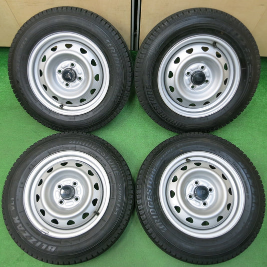 *送料無料* バリ溝！21年！キレイ！9.5分★スタッドレス 155/80R14 88/86N ブリヂストン ブリザック VL1 JECT スチール ホイール 14インチ PCD100/4H★4020904イス