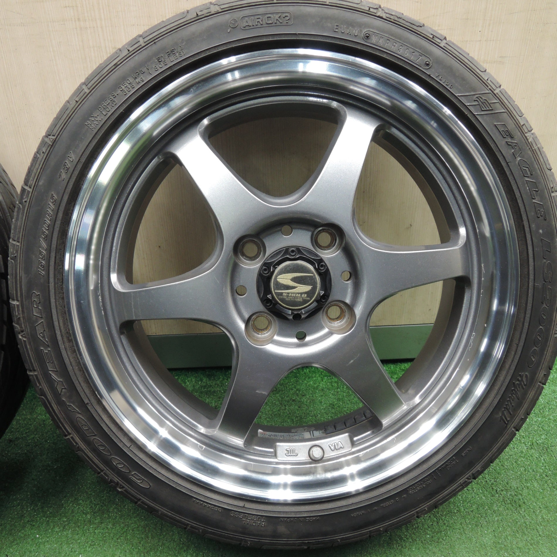 *送料無料* バリ溝！9分★S-HOLD 165/50R15 グッドイヤー イーグル LS2000 hybrid2 15インチ  PCD100/4H★4021719HAノ