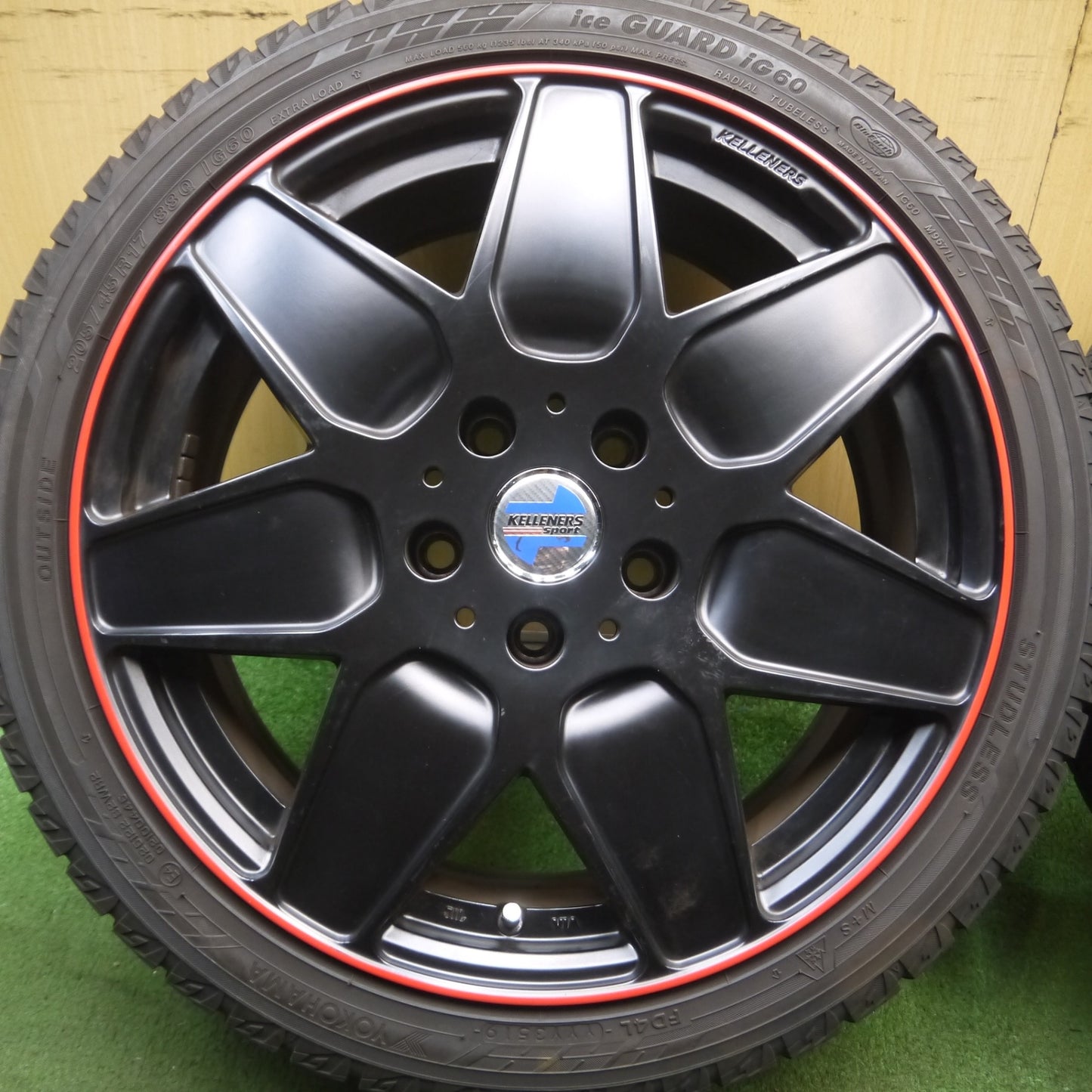 *送料無料* バリ溝！キレイ！9.5分以上★MINI ミニ 等 KELLENERS Sport 205/45R17 スタッドレス ヨコハマ アイスガード iG60 ケレナーズ PCD112/5H★4022715Hス