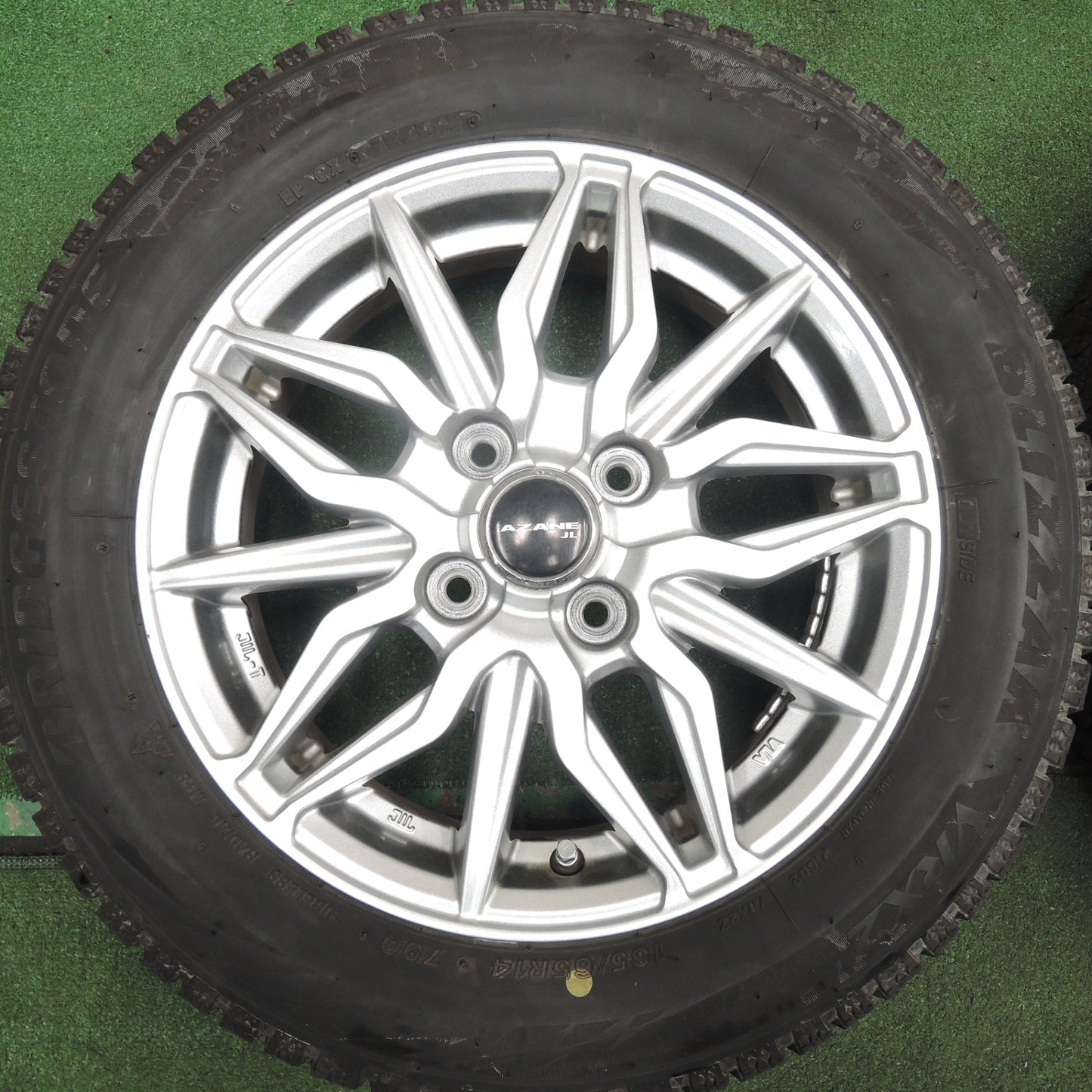 *送料無料* バリ溝！21年！キレイ！9分★スタッドレス 165/65R14 ブリヂストン ブリザック VRX2 AZANE JL 14インチ PCD100/4H★4021717HAス